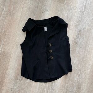 Free People Black Buttoned Blouse